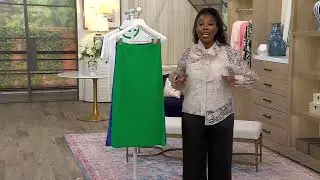 by Stacy London Cotton Knit A-Line Midi Skirt on QVC