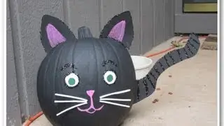Black Cat Pumpkin Painted for Halloween | Pumpkin Painting Ideas