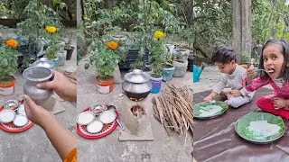 কলার বরগে খেজুর রসের পায়েস🤤 | Winter Afternoon Village Cooking