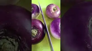 Purple Turnips with a purple knife#asmr veggies#shorts#video