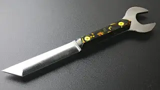 Knife Making - Carbon Fiber and Gold Tanto from a Wrench