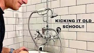 How I Install a Clawfoot Tub Wall Mounted Faucet With Shower Head Handheld Sprayer and Curtain Bar