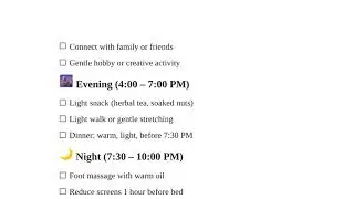 Ayurvedic daily check list