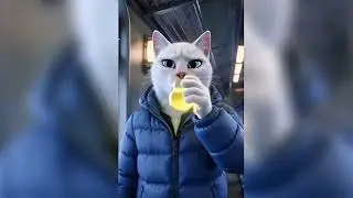 Sad poor cat works hard and he is rewarded