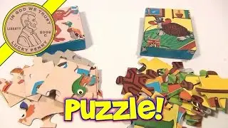 Vintage 1970's Children's 20 Piece Box Puzzles - Monkey & Turtle, Made In Japan
