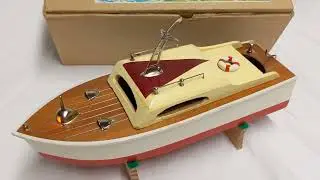 ITO Vintage 10in Rico Style Battery Operated Wooden Cruiser Boat Model NBK TMY