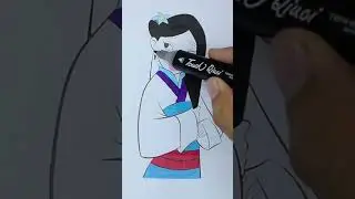 Disney Princess Mulan Coloring | Simple Art for Kids #shorts #disney