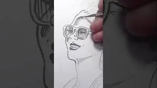 Dans ses lunettes, l&rsquo;&eacute;t&eacute; se refl&egrave;te et le temps s&rsquo;&eacute;tire. #art #illustrationnation #drawing #myartist