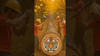 Real Tiger rescue from giant log 🐅|Must watch|#shorts #animals #funny
