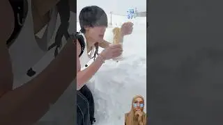 Makan mie beku di salju ‼️