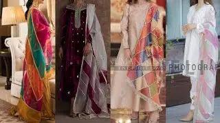 Organza dupatta design// Multicolor organza dupatta// stylish world