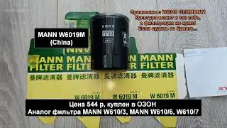 Распил масляного фильтра MANN W6019M (China). Аналог MANN W610/3
