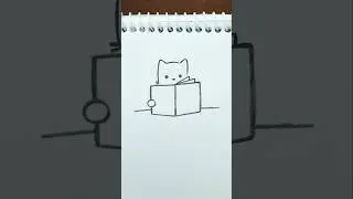 Cute Cat Reading Book 🐱 | Easy & Relaxing Drawing Tutorial #drawing #drawingtutorial