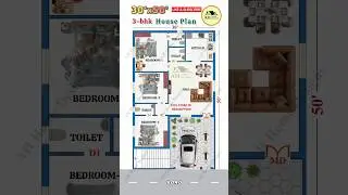 30x50 House Plan | 30*50 2bhk Home Design with Car Parking | #housedesign #houseplans #shorts