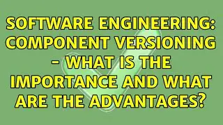 Software Engineering: Component Versioning - What is the importance and what are the advantages?