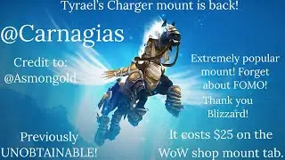 Unobtainable RFTG Tyrael&rsquo;s Charger mount is BACK. It&rsquo;s on the WoW shop for $25! Get yours now!!! Go!