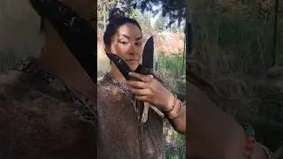 Stone Bushcrafter Blades on Burned Deer Jawbone Handles Made in the Mountains #survival #woman