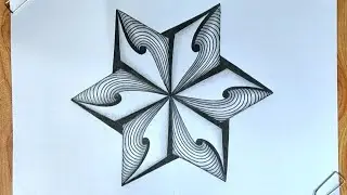 Узор 709 | Зентангл | Зендудл | Цветочный рисунок | Иллюзорный рисунок | Простой рисунок | Урок рисования | Рисунок от руки