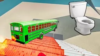 BeamNG Drive Stairs Jumps &ndash; School Bus Down Insane Crash Test With Realistic Damage