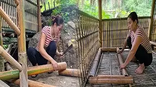 Single Mom Builds Traditional Stove in Bamboo Stilt House | DIY Construction