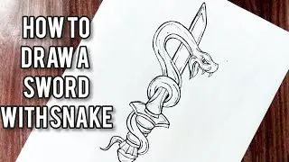 How to draw a sword with snake || Sword tattoo drawing