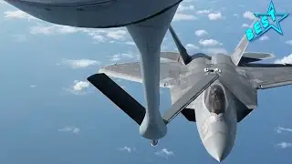 Military Best: US Perfection Precision Timing! F-22A Raptors refuel over the Pacific Ocean!