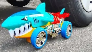 Car VS Soft Things - experiment: car vs giant fish - crushing crunchy & soft things by car!