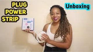 Flat Plug Power Strip with Long Extension Cord, 3 Outlet 2 USB Desktop Charging Station Unboxing