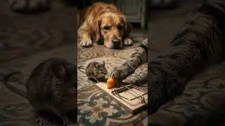 ONE MILLIMETER AWAY! 🧀 Who is the real master? |  Cat vs Mouse  #suspense #mouse #aiart #animaldrama