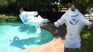 How Many Layers of Bubble Wrap Does It Take To Float?! 100 Layer Challenge!