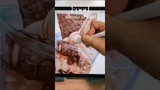 Realistic digital watercolor a cheese ice cream in Procreate. #Food illustration