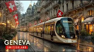 Walking Through Magical Evening City Lights | Geneva, Switzerland 🇨🇭 | Cinematic 4K Walking Tour