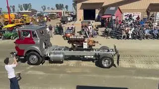 GMC L-7000 Twin Six V-12 702 c.i. . Antique truck show GMC at farm show