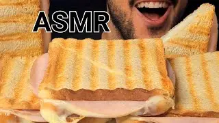 ASMR CHEESY TOAST WITH HAM (EATING SOUNDS) NO TALKING MUKBANG