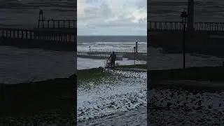 Would you brave the elements for a walk along West Cliff in Whitby? 🌬️❄️