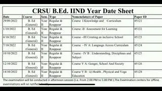 Viral test for the #CRSU B.ed 2nd Year  Exam Datesheet 2022 : Real or Fake