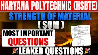 Strength Of Material ( SOM ) most important Questions ll SOM Important Question ll HSBTE