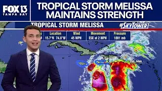 Tropical Storm Melissa maintains its strength