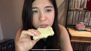 ASMR eating a raw brick of ramen after 4 days of not showering no talking
