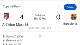 Barcelona 0&ndash;4 Atl&eacute;tico Madrid (Copa del Rey)