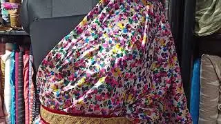 Printed Design on Viscose Satin Dress Material Fabric
