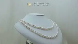 6mm-7mm Double Strand White Freshwater Pearl Necklace-DNEC67W