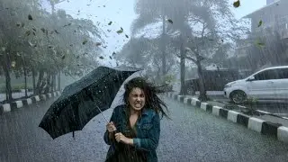 EXTREMELY Heavy Rain and Winds in Hidden Village-Rain Sounds for Sleep