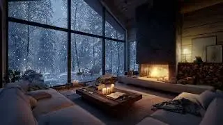 🎼🌙Peaceful Winter Piano | Snowy Evening & Cozy Fire for Deep Calm