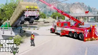 GTA 5 Real Life Mod #282 Rotator Lifting A Stuck Loaded Trailer