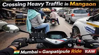 Crossing Mangaon Traffic | Mumbai to Ganpatipule Ride | Raw Footage