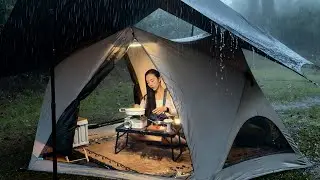 Girl Camping in the Rain 🌧🌧 Solo camping in Heavy Rain