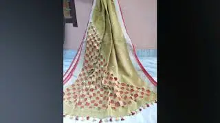 Linen cotton  cut work saree