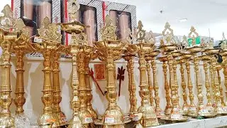 Traditional brass Pooja vilakku designs with price/Pooja items brass copper collection/Ramschoice