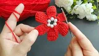 Wonderful‼️Beaded tunisian motif making / crochet flower